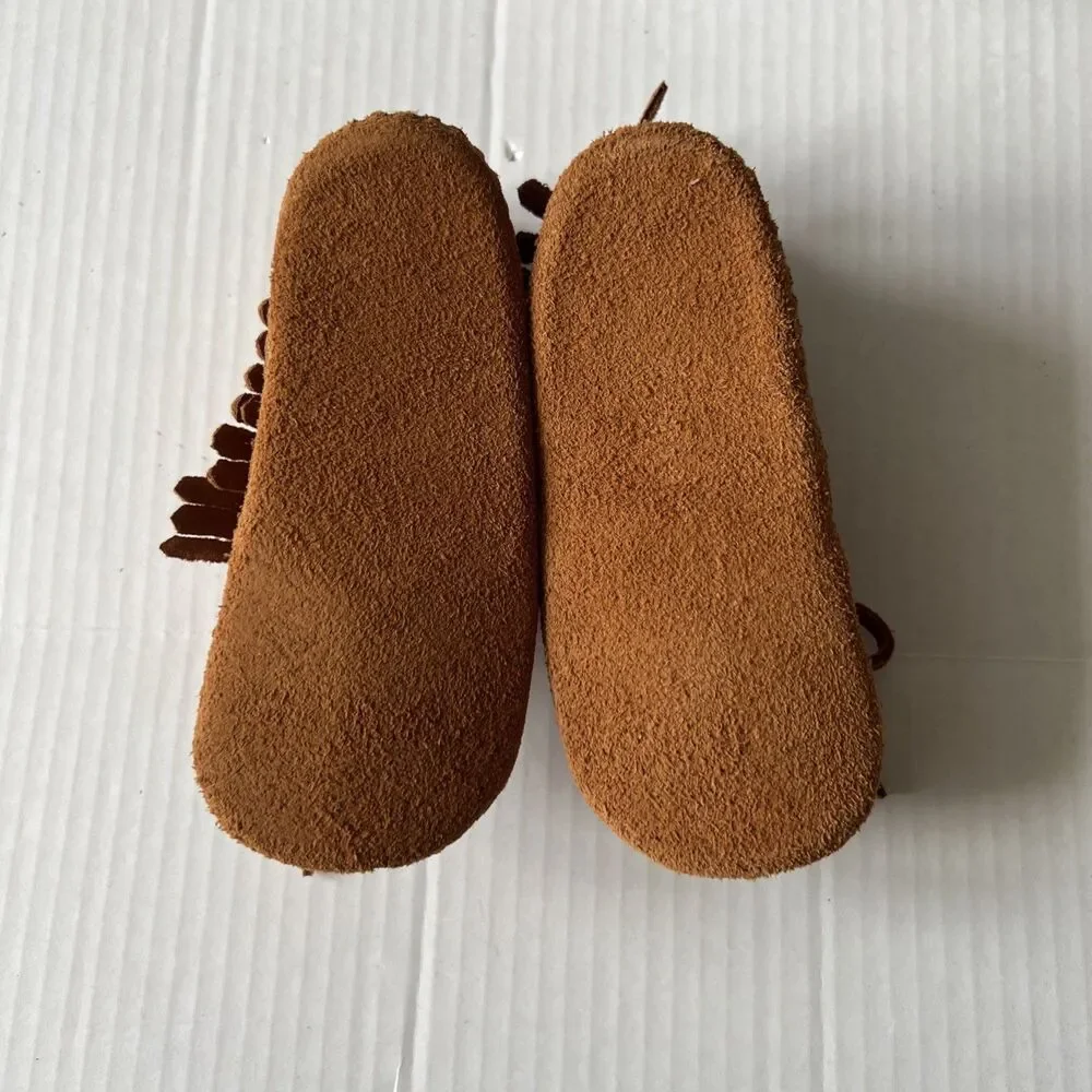 MINNETONKA MOCCASIN Size 6 Baby Moccasin Brown 100% Suede Bootie $65 NWB